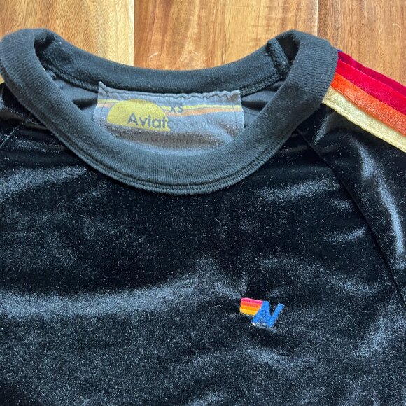 Aviator Nation - VELVET Classic Crew Sweatshirt - Stripes - Black - XS - Picture 5 of 5